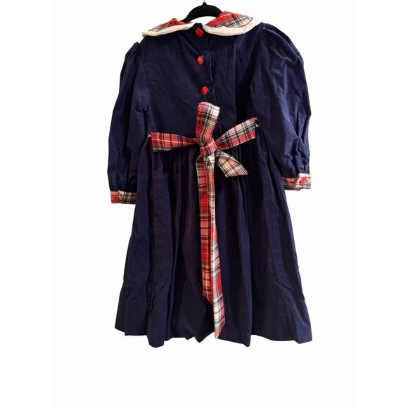 Heirlooms by Polly Flinders Blue Corduroy Smoked Apple School Dress Peter Pan 4 - Picture 2 of 8